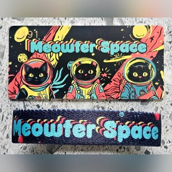 ZOX "MEOWTER SPACE" #1491 GALAXY CAT collectible vintage New Medium wristband - Picture 2 of 3